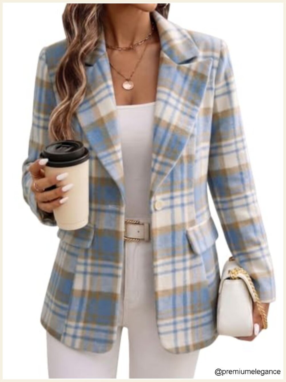 Wool Blend Flannel Plaid Blazer Jacket, Slim Fit Long Sleeve Business Casual